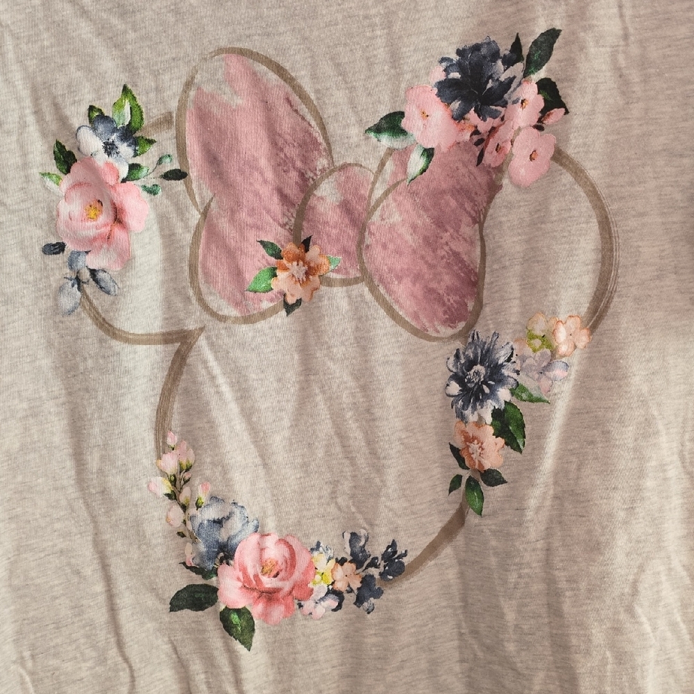 Disney Gray Minnie Mouse Floral Tee‎ - Picture 3 of 3